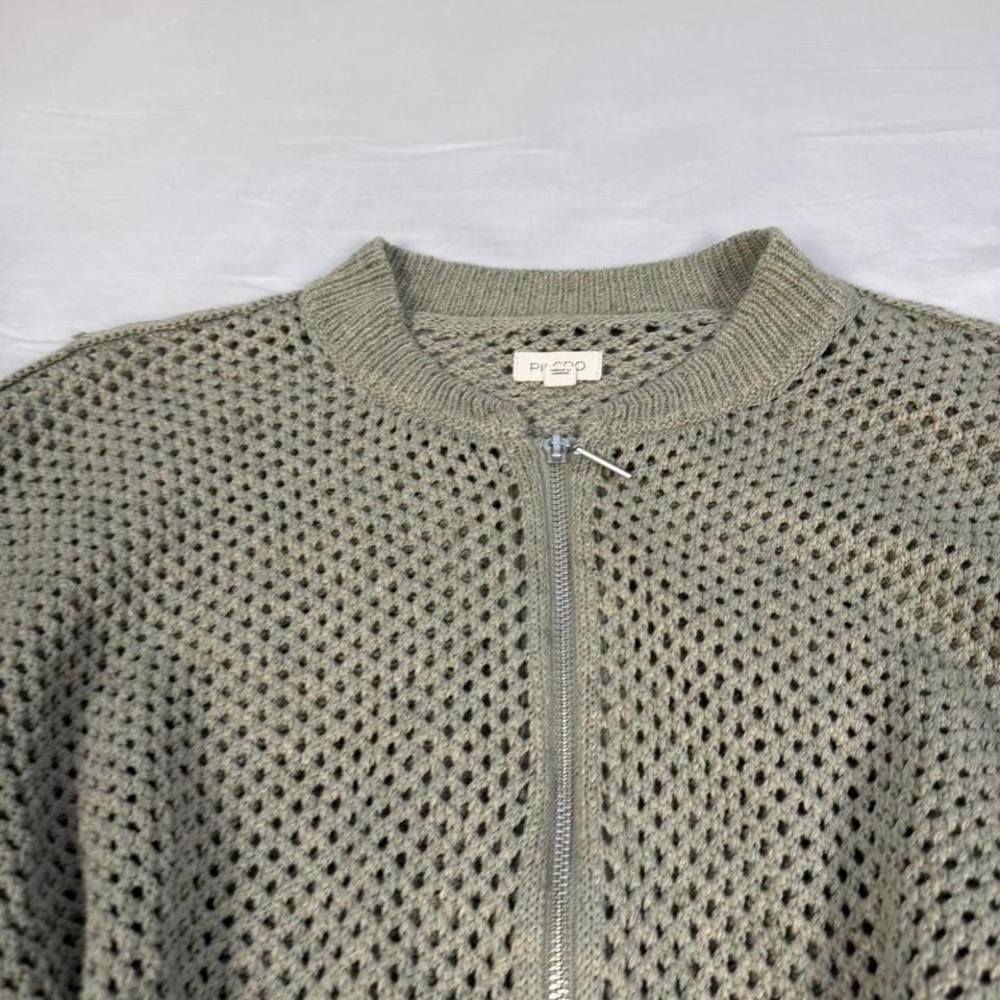 Anthropologie Pilcro Stitchy Bomber Cardigan Sweater in grey ish green - Picture 3 of 6
